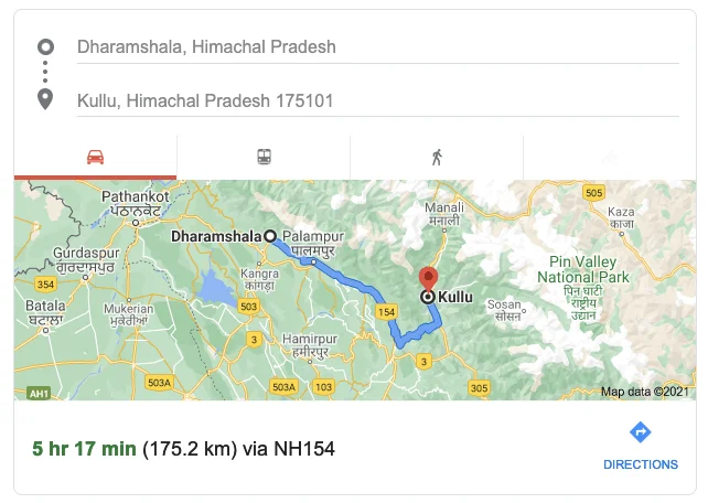 Dharamshala To Kullu